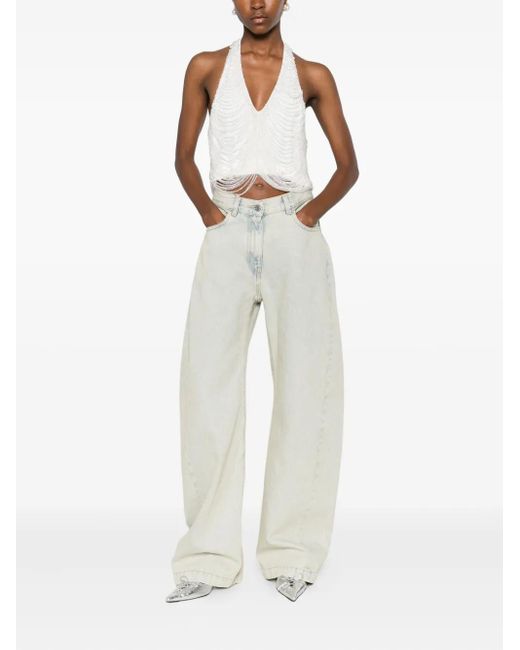 GIUSEPPE DI MORABITO White Halterneck Fringed Top