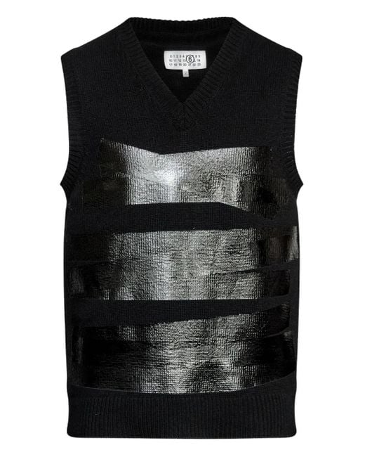 メンズ MM6 by Maison Martin Margiela Vネック ベスト Black