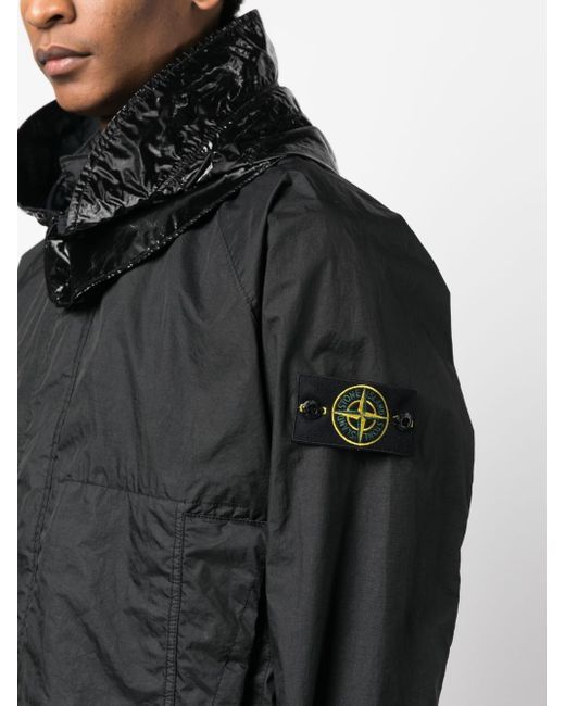 Stone Island Hooded Jacket In Membrana 3l Tc in Black for Men | Lyst