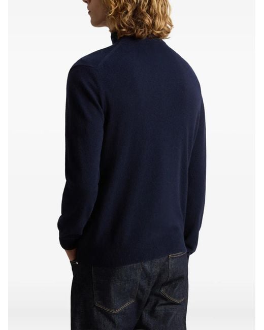 Woolrich Blue Wool Zip-Up Cardigan for men