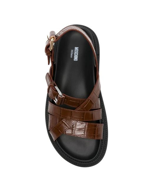 Moschino White Buckle Strap Sandals for men