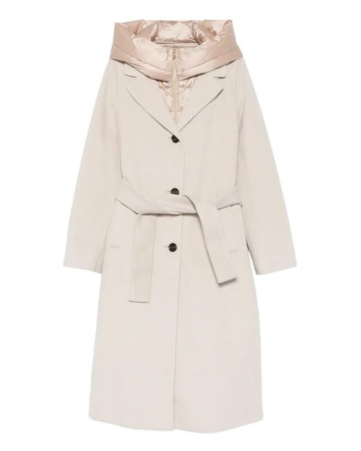 Marella White Desiderio Hooded Single-Breasted Coat