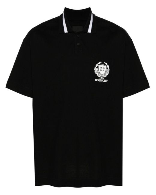 Polo con logo bordado Givenchy de hombre de color Black