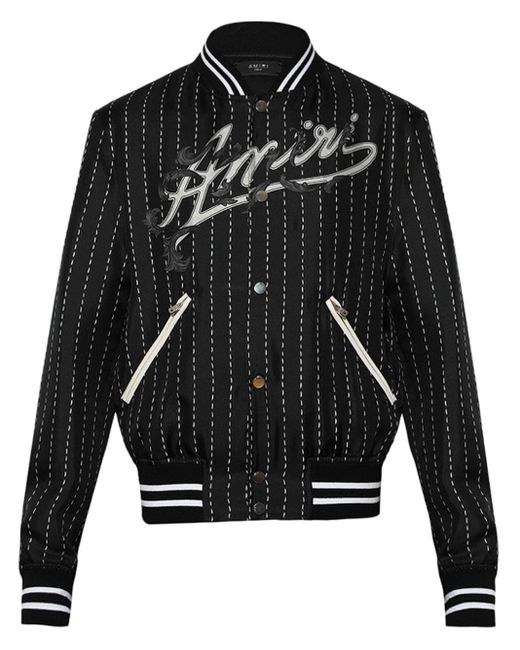Amiri Black Filigree-detail Silk Bomber Jacket for men