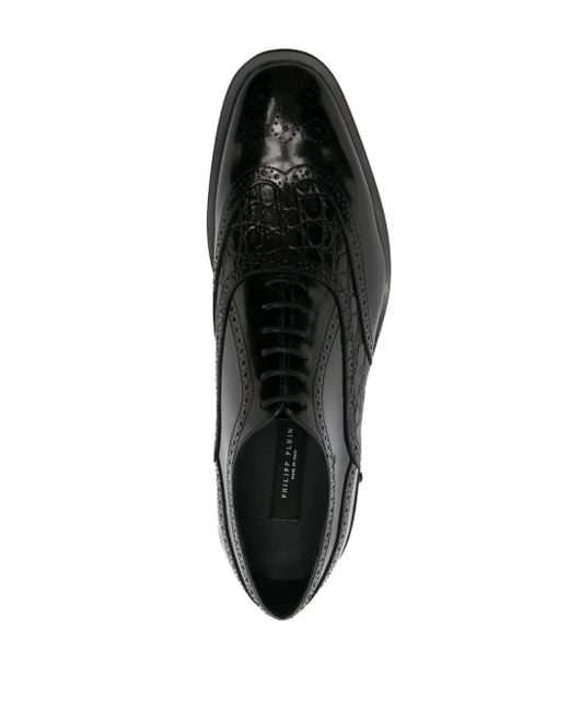 Philipp Plein Black Leather Derby Oxford Shoes for men