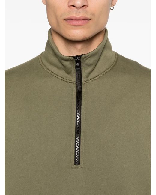 Stone Island Green Logo-Patch Half-Zip Sweater for men