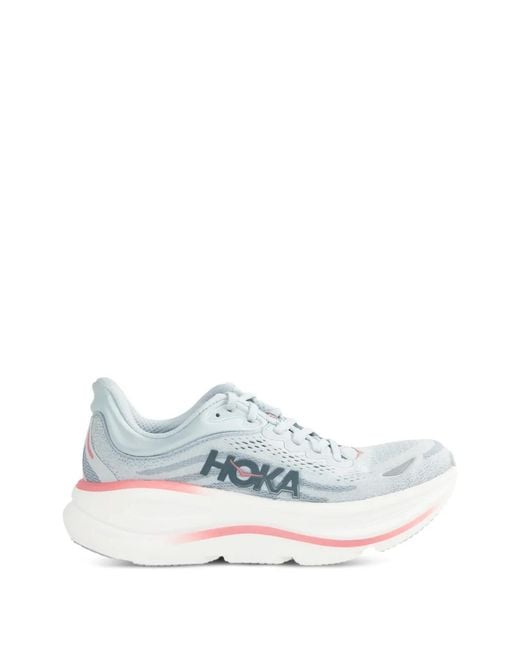 Hoka One One White Bondi 9 Lace-Up Sneakers