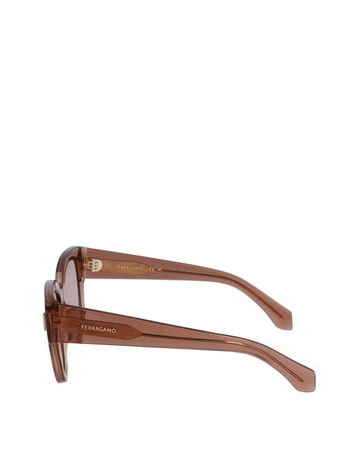 Ferragamo Pink Round-Frame Sunglasses