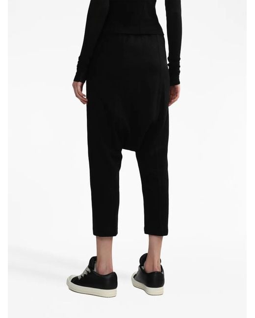 Rick Owens Black Drop-Crotch Cropped Trousers
