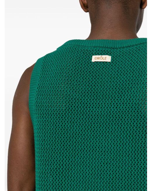 Drole de Monsieur Green Open-knit Tank Top for men