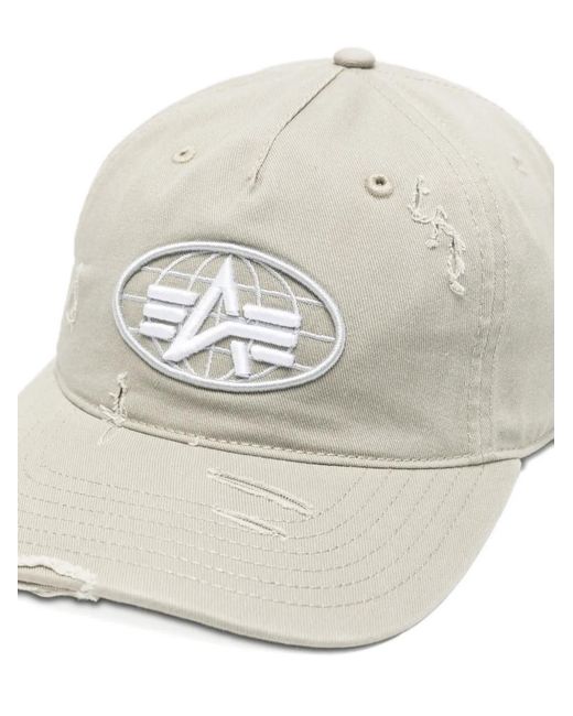 Alpha Industries White Logo-Patch Distressed Hat for men