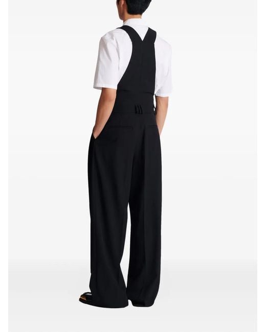 Balmain Black T-Bar-Fastening Wool Jumpsuits for men