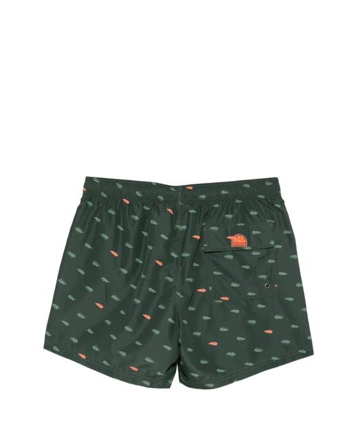 Sundek Green Short De Bain À Logo Imprimé for men
