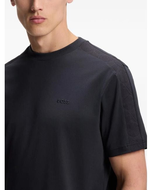 Boss Blue Jacquard-Tape T-Shirt for men