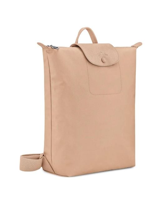 Longchamp Natural Sac À Dos Le Pliage À Finitions En Cuir