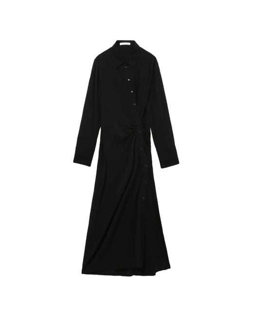 Helmut Lang Black Twisted Long-Sleeve Maxi Shirt Dress