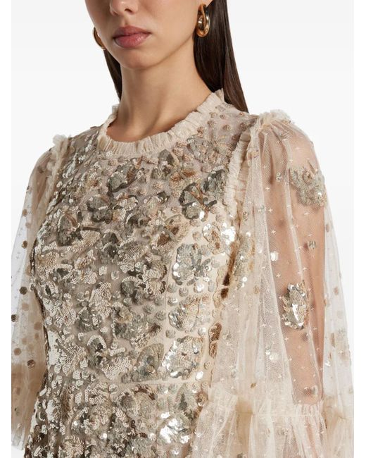 Needle & Thread Natural Midikleid mit Pailletten