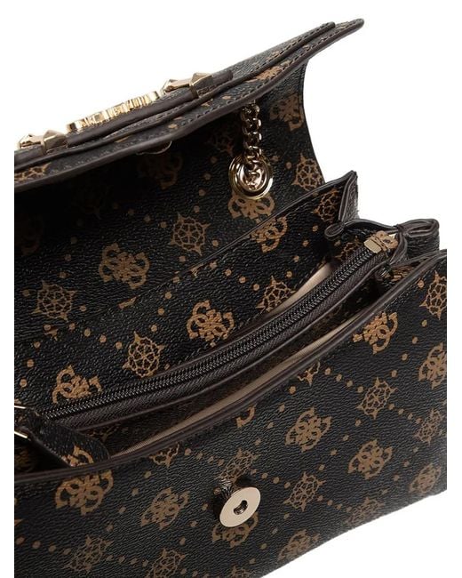 Guess Black Monogram-Print Chain-Link Shoulder Bag