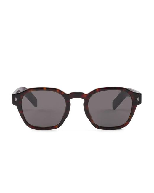 Prada Gray Metal-Plaque Geometric Sunglasses for men