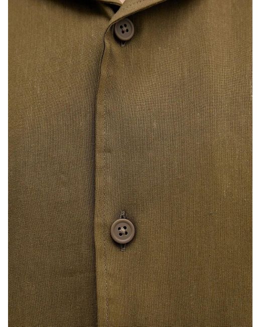 Camicia A Maniche Corte Con Collo A Revers di Boss in Green da Uomo