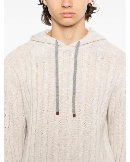 Felpa Con Cappuccio Fitzrovia di N.Peal Cashmere in White da Uomo