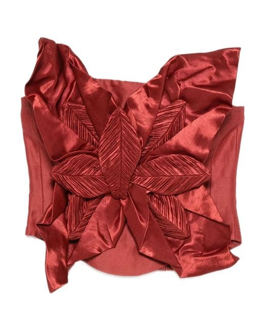 Aje. Red Isla Ruffled Top