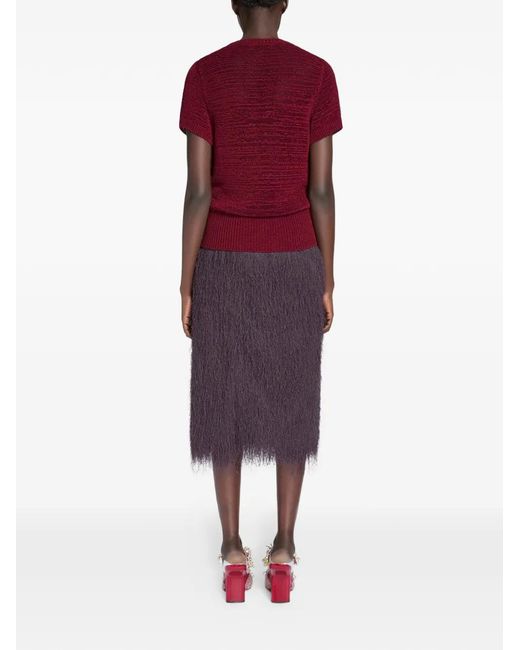 Dries Van Noten Purple Fringed Midi Skirt