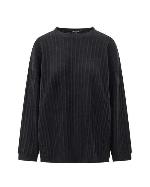 Fabiana Filippi Black Ribbed-Knit Drop-Shoulder Sweater