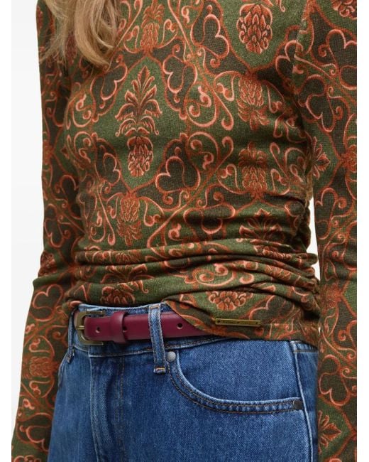 Farm Rio Brown Luana Patterned Long-Sleeve Top