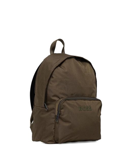Boss Brown Logo-Plaque Backpack for men