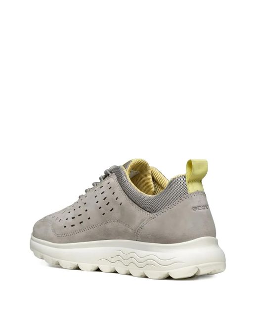 Geox Gray Spherica Perforated-Detail Sneakers
