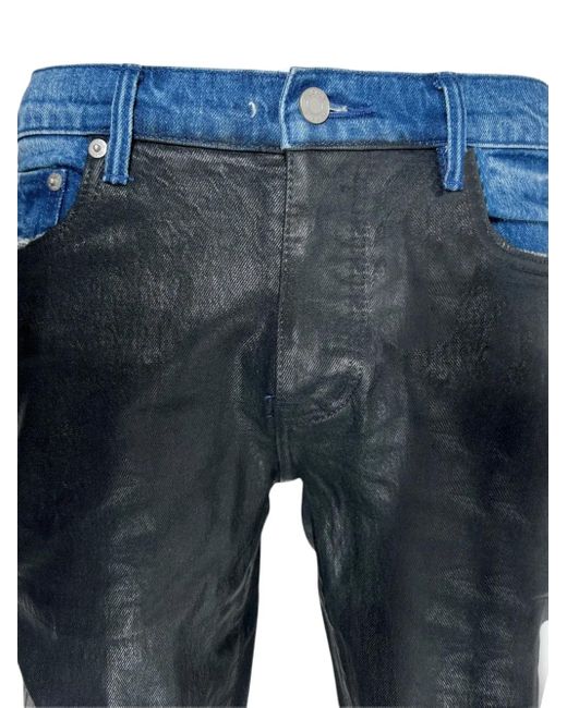 Purple Brand Blue Coated Flare Jeans for men