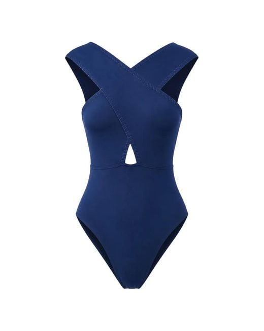 KIÓHNE Blue Coral Hand-Embroidered Swimsuit