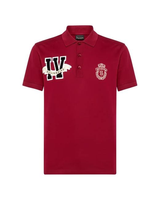 Billionaire Red Ss Members Logo-Patch Polo Shirt for men
