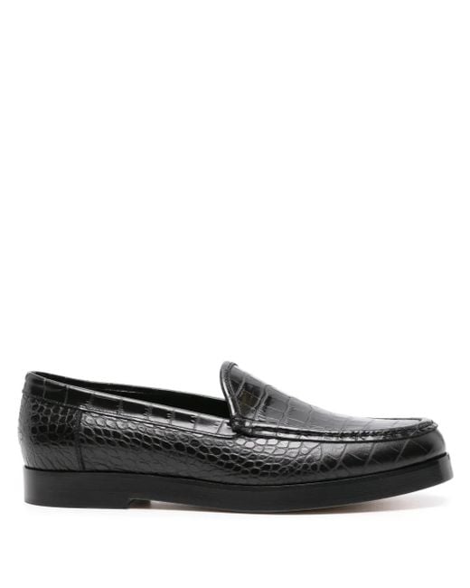 Mocassini Dinelio Con Effetto Coccodrillo di Manolo Blahnik in Black