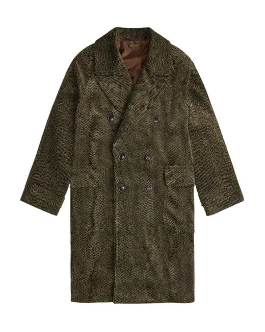 RRL Green Corduroy Double-Breasted Coat for men