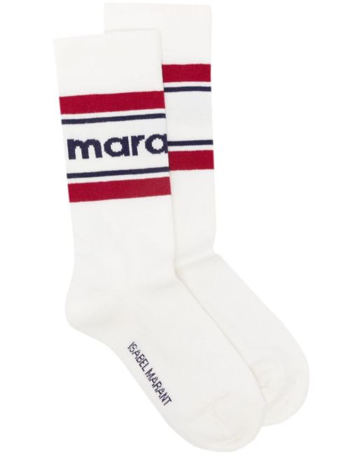 Isabel Marant White Dona Socken mit Logo-Jacquard