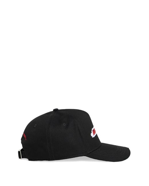DSquared² Black Logo-Embroidered Distressed Baseball Cap for men