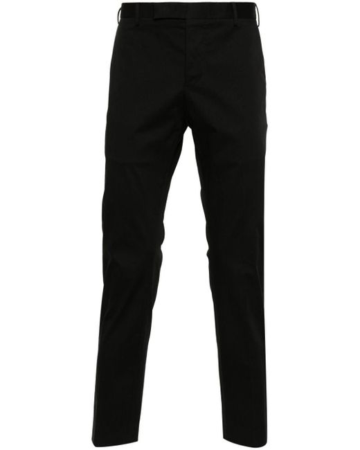 PT Torino Black Pressed-crease Trousers for men