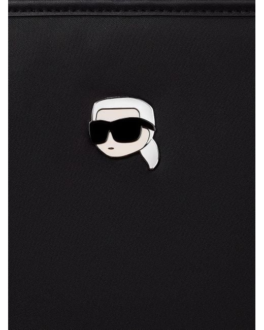 Karl Lagerfeld Black Ikon Drawstring Tote Bag