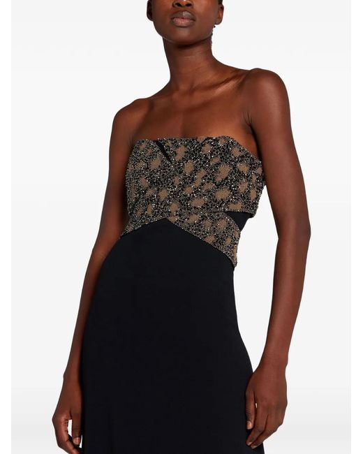 Roberto Cavalli Black Bead-Embellished Strapless Maxi Dress