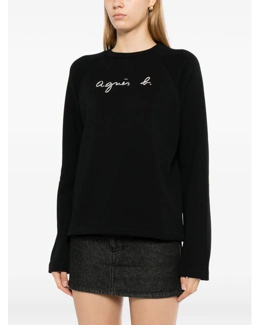 Agnes B. Black Logo-Print Sweater