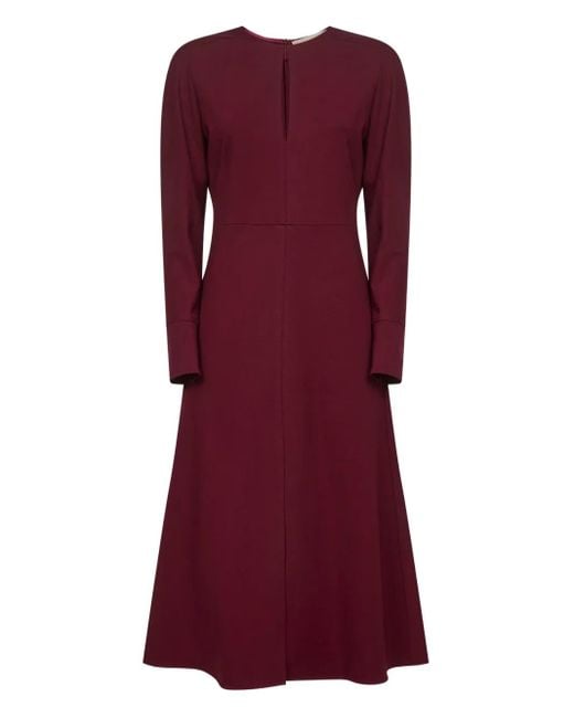 Blanca Vita Purple Keyhole-Neck Flared Midi Dress