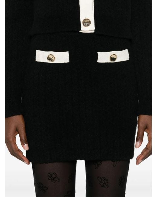 Self-Portrait Black Wool Blend Mini Skirt