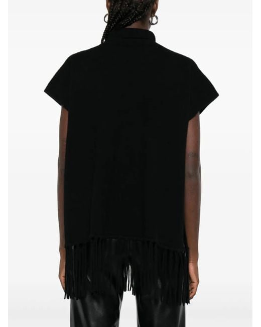 Patrizia Pepe Poncho Met Col En Franje in het Black