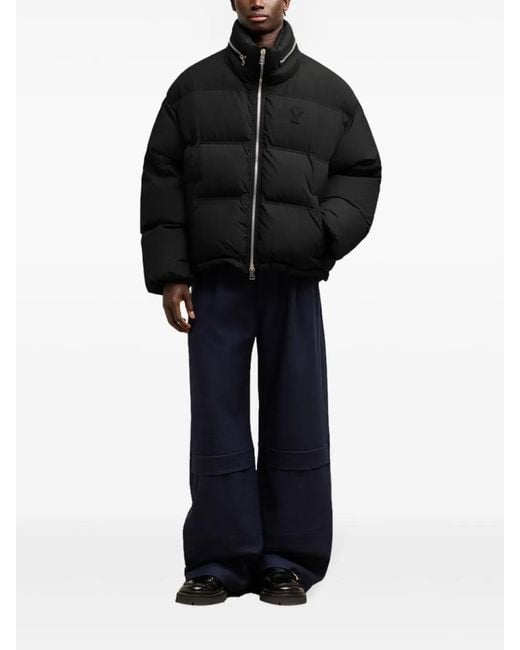 AMI Black De Coeur Nylon Down Jacket for men