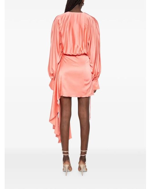 LES FILLES D'EVA Pink Draped Cowl-Neck Dress