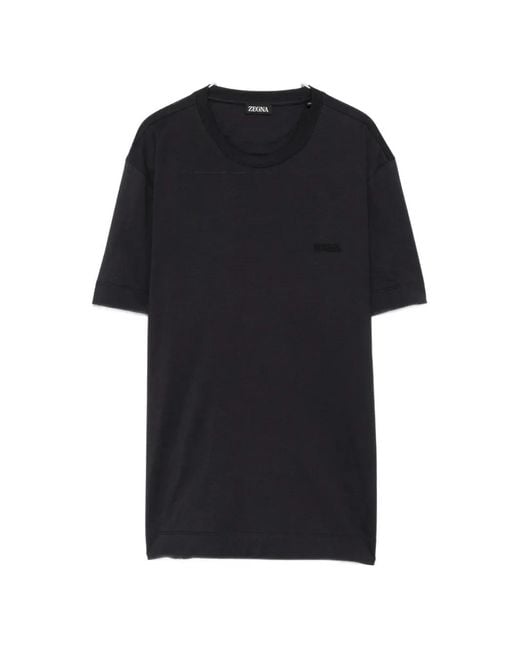 Zegna Black Logo-Embroidered Cotton T-Shirt for men