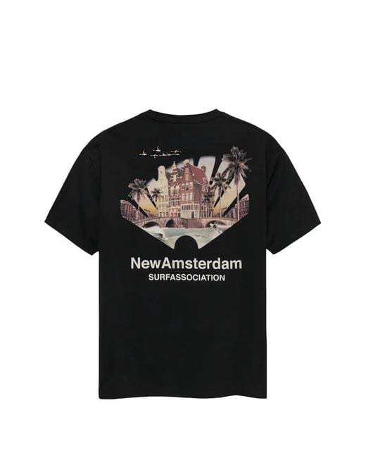 New Amsterdam Black Tropical Print T-Shirt for men