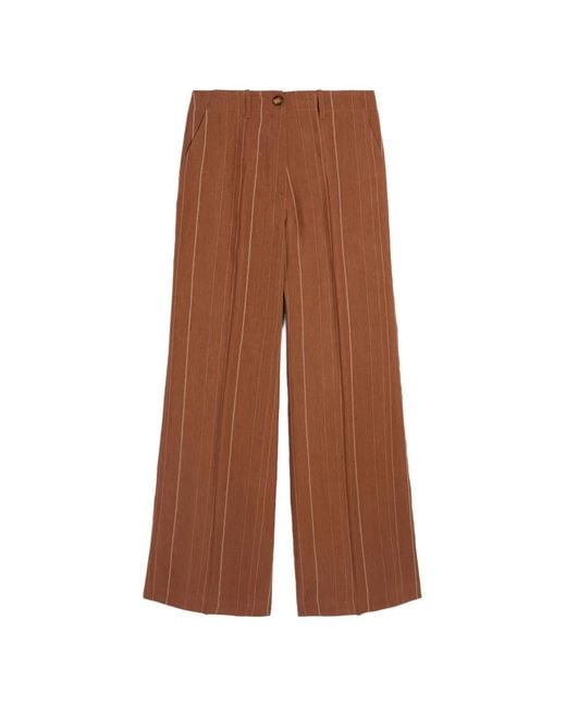Momoní Brown Pinstripe Wide Trousers